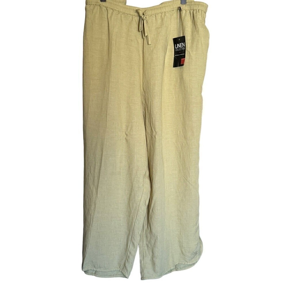 Avenue Linen Outfit Womens 30/32 Green Capri Pants Shirt Top Eyelets Lightweight